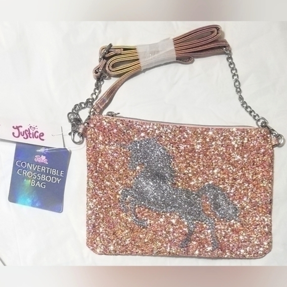 Justice Glittering Unicorn Crossbody Bag